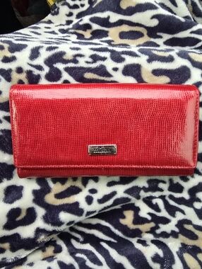 Misha Shiny Red Patent Faux Leather Clutch Wallet